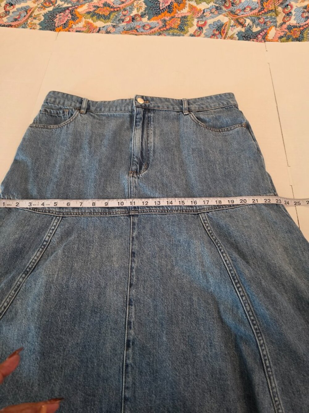 Mare Mare x Anthropologie Denim Flounce Midi Skirt Size XL - Picture 4 of 12